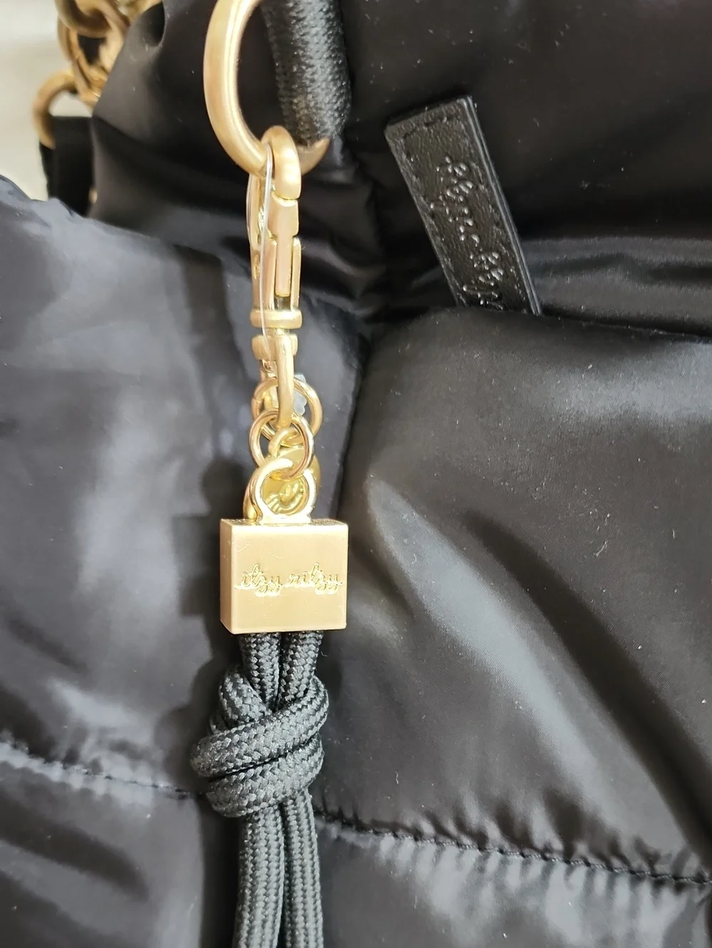 Itzy Ritzy Black Quilted Diaper Tote Bag with Gold Hardware Preowned